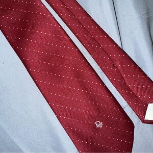 Vintage Dior Red Silk Pinstripe Tie